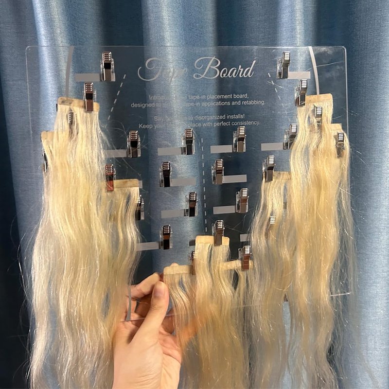 Tape Placement Board - 25 Clips Acrylic Hair Extensions Hanger | Hair Display Holder Rack for Styling and Hairdressing