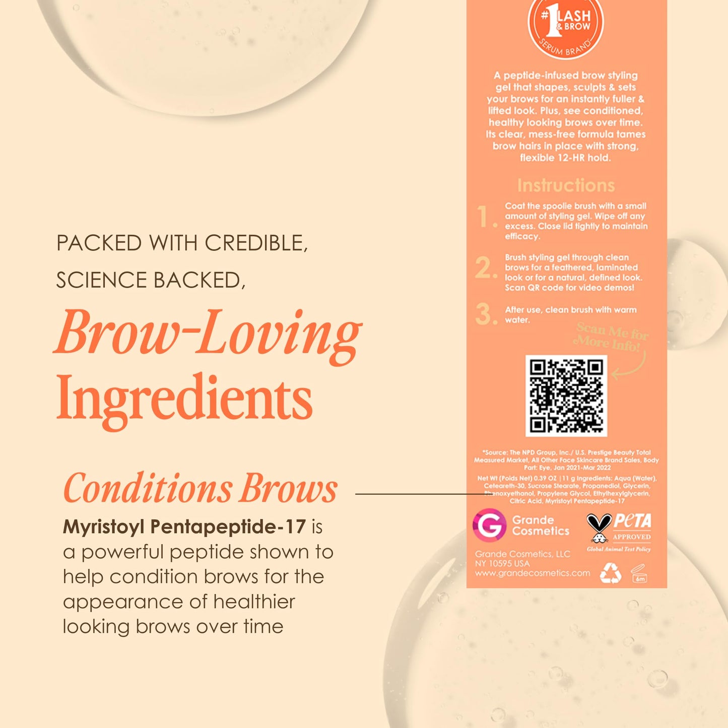 Grande Cosmetics Brow Lamination Gel - DIY Eyebrow Lamination - Shapes, Sculpts & Sets With 12-Hour Hold - Conditions & Nourishes For Healthier Looking Brows
