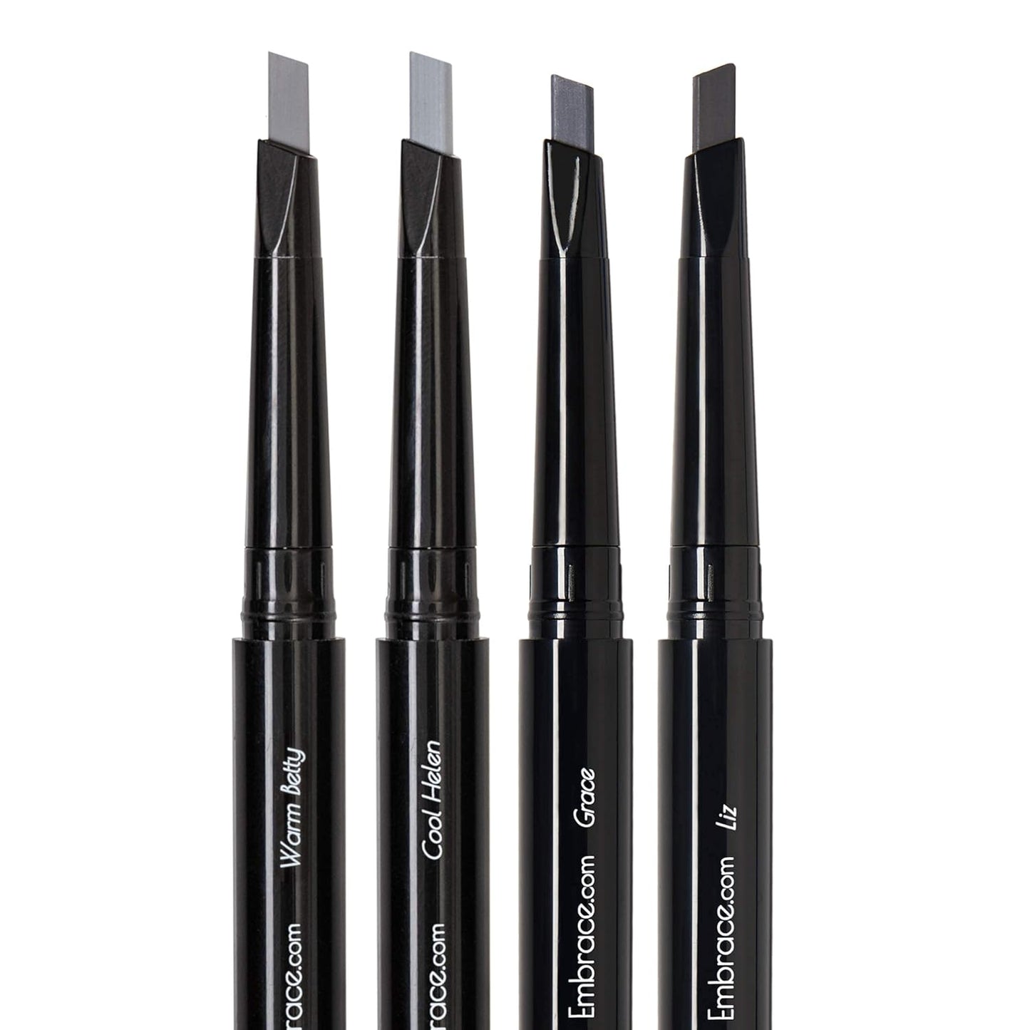 Eyebrow Pencils 4-Pack Bundle - Light & Medium Gray, Waterproof Double-Ended with Spoolie Brush