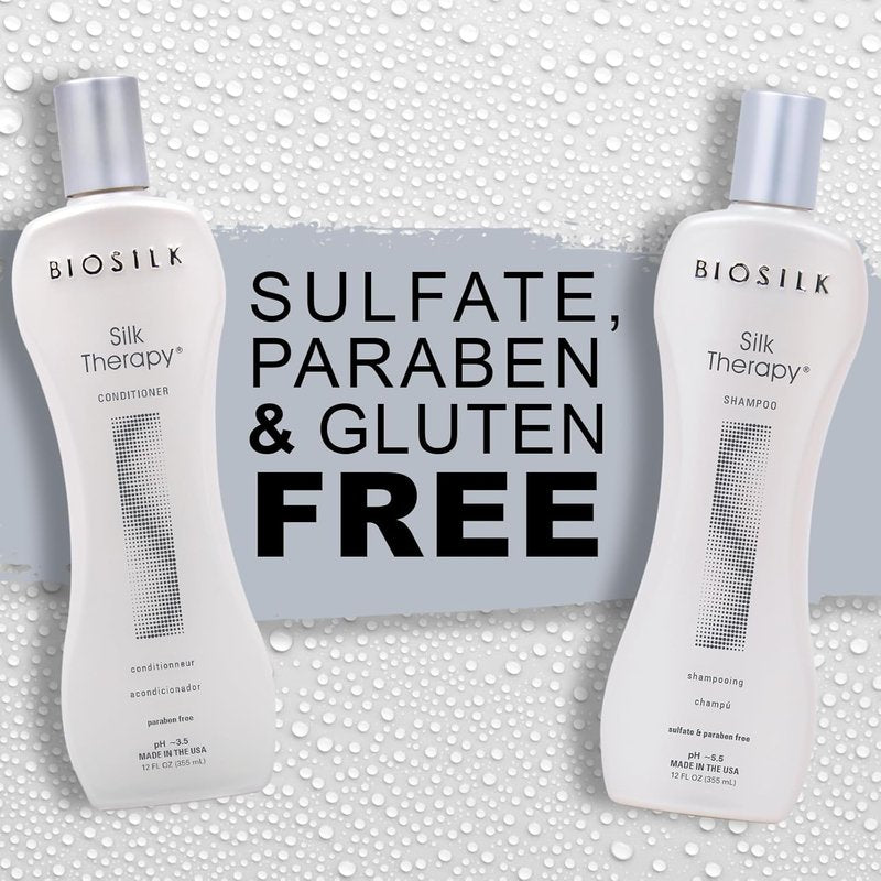 BioSilk Silk Therapy Duo Set - Sulfate-Free Shampoo & Conditioner for Shiny, Moisturized Hair | 12 Oz Each (Pack of 2)