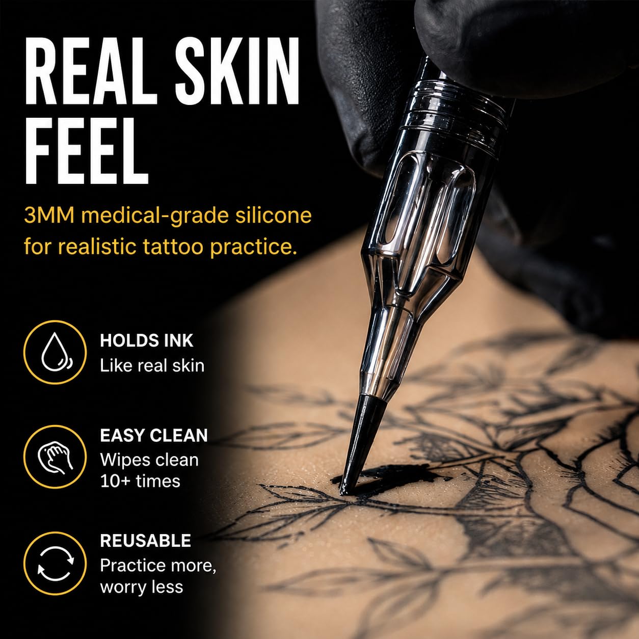 3MM Fake Skin Tattoo - Jconly 20Pcs Practice Skin Double Sides Thick Fake Skin Tattoo Skin, 8×6 in Fake Skin for Beginners and Experienced Tattoo Artists…
