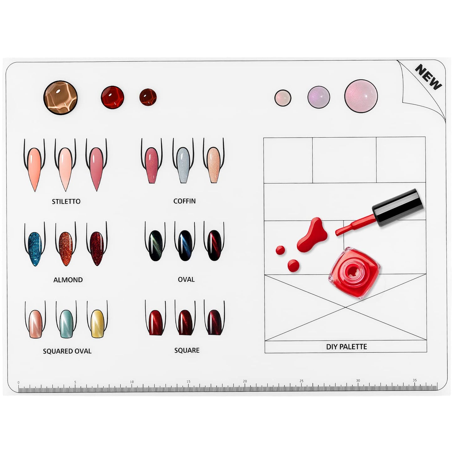 Beaupretty Acrylic Nail Training Mat, Manicure Art Practice Mat Silicone Trainer Sheet Practice Pad Nail Tool for Acrylic Fingernails