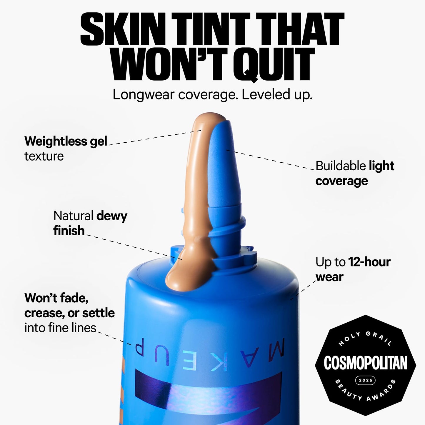 Milk Makeup Hydro Grip Hydrating Gel Skin Tint – 12HR Lightweight Buildable Coverage with Hyaluronic Acid for Natural Dewy Finish – Non-Comedogenic – 3 Fair w/Cool Undertones, 1oz