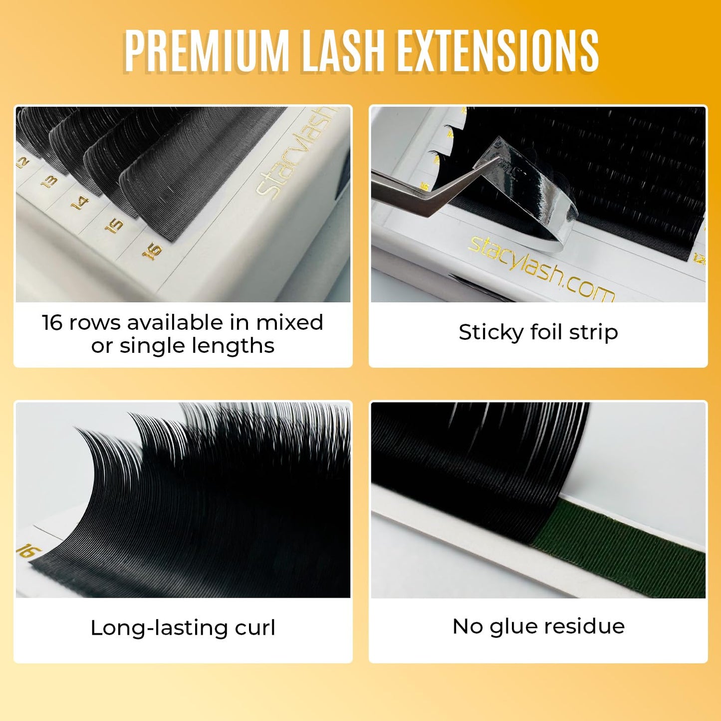 Individual Lashes Semi Permanent Mink Lashes by STACY LASH | Volume & Classic Lash Extensions | C Curl Eye Lashes | Eyelash Extension Supplies for Lash Tech | 16-Rows Lash Tray | C-0.15-MIX 8-15
