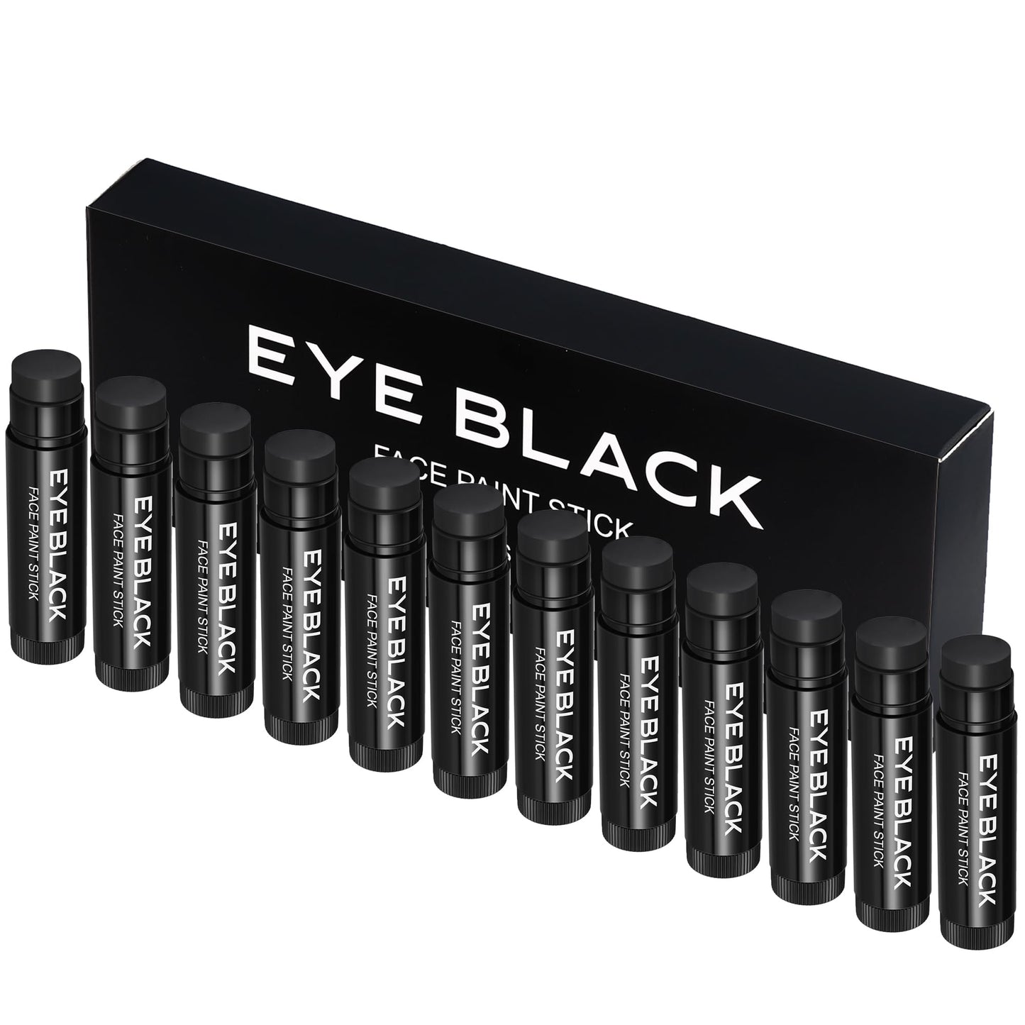 CCbeauty 12 PACK Black Eye Black Stick For Baseball Football Softball Lacrosse Accessories, Anti-Glare Eyeblack, Waterproof, Last All Game, Smooth Application, High Pigmented Color