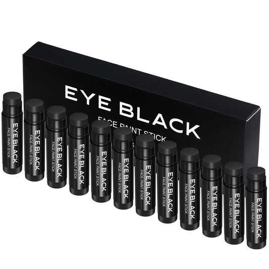 CCbeauty 12 PACK Black Eye Black Stick For Baseball Football Softball Lacrosse Accessories, Anti-Glare Eyeblack, Waterproof, Last All Game, Smooth Application, High Pigmented Color