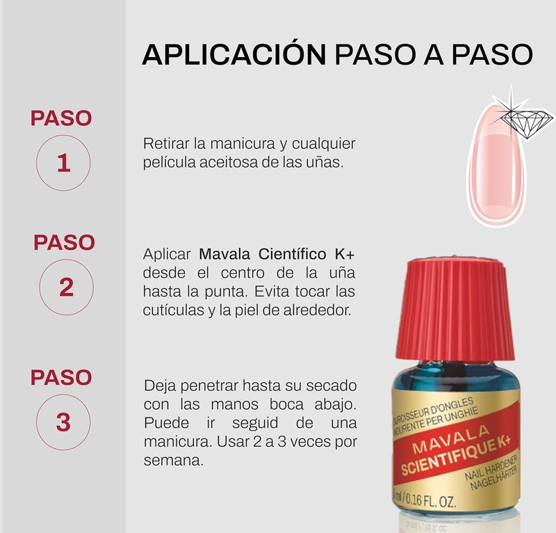 MAVALA Scientifique K+ Keratin Hardener | Nail Strengthener & Protector | 0.16 Fl Oz, Multi-Color