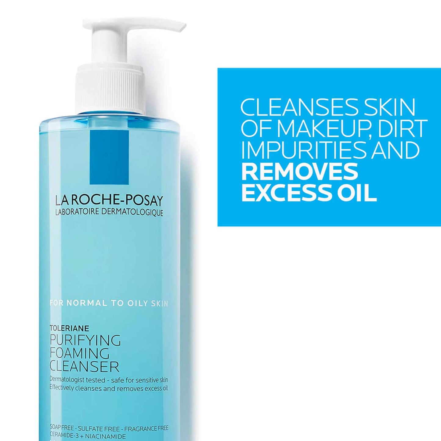 La Roche-Posay Toleriane Purifying Foaming Facial Cleanser,Oil Free Face Wash-Women &Men with Niacinamide+Ceramides,Pore Cleanser Safe For Sensitive Skin,Won’t Dry Out Skin,Soap Free,400ml,(Pack of 2)