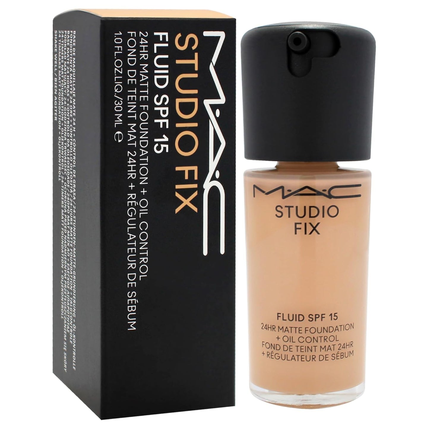 MAC Studio Fix Fluid Foundation - 24Hr Matte Finish with SPF 15 | Oil Control, NC37 - 1 oz