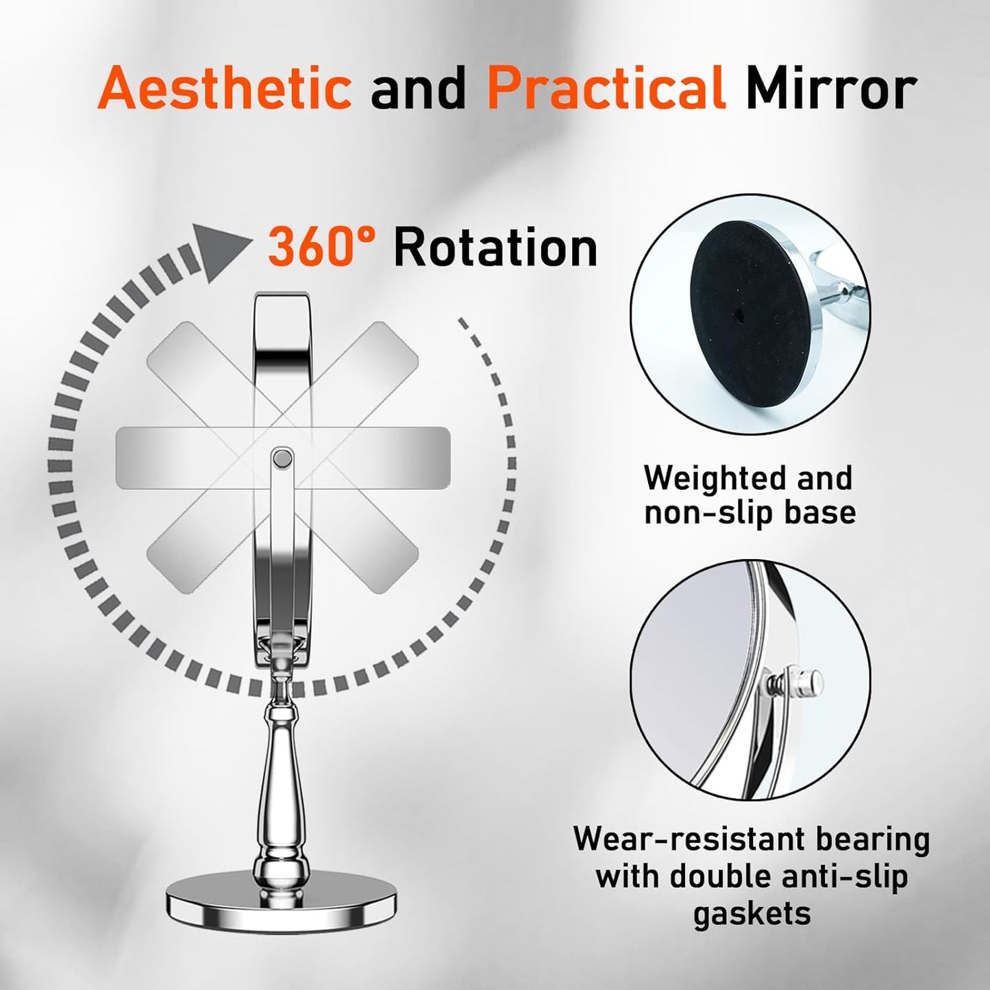 30X Magnifying Makeup Mirror - Metal Vanity Tabletop Mirror with Stand | 8 Inch for Home & Office