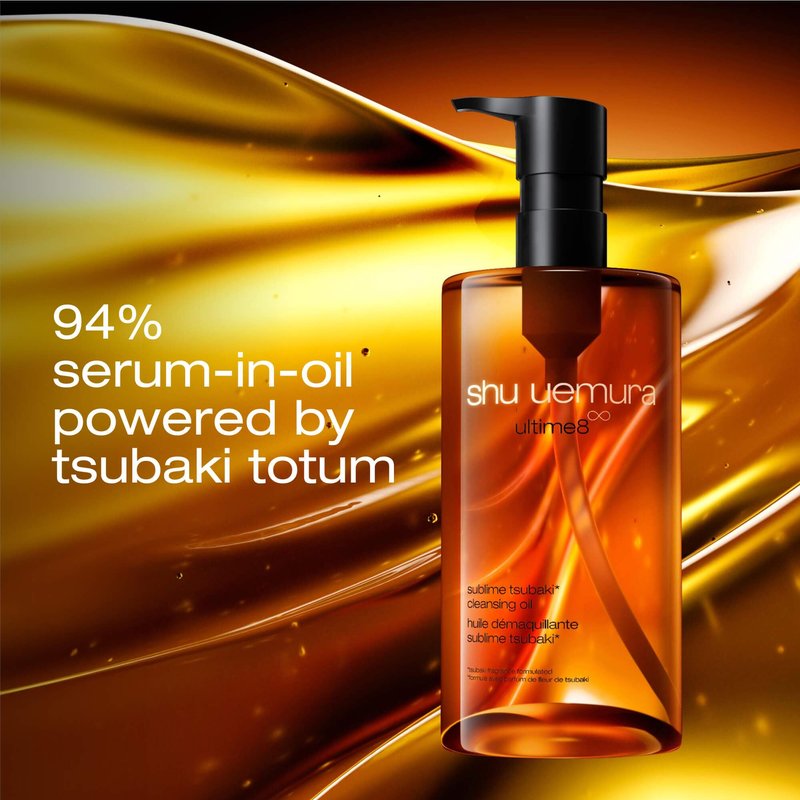 shu uemura Ultime8 Sublime Tsubaki Cleansing Oil, Gentle Makeup Remover and Facial Cleanser for All Skin Types, 15.2 Fl. Oz.