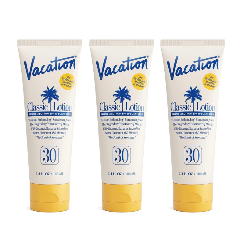 Vacation Classic Sunscreen Lotion SPF 30 - Water-Resistant & Lightweight | Travel Size, 3.4 Fl. Oz. (Pack of 3)