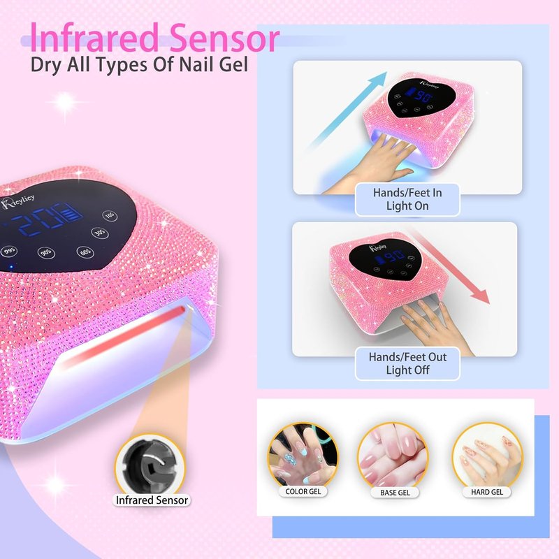 UV LED Nail Lamp - 72W Rechargeable Cordless Nail Dryer with 5 Timer Settings | Fast Gel Polish Curing for Salon & Home