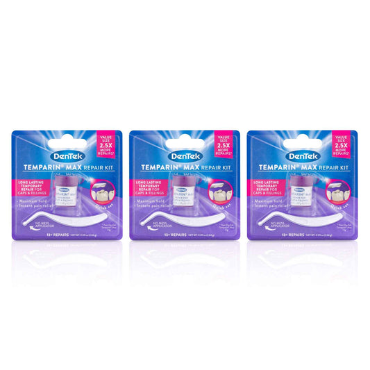 Dentek Temparin Max Repair Kit for Caps, Crowns, Fillings 0.09 oz | Pack of 3