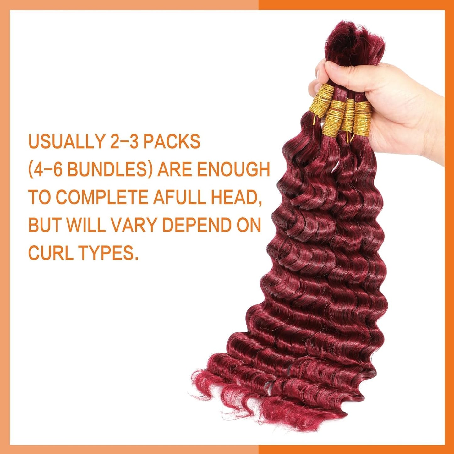 Xddnamei Curly Burgundy Human Braiding Hair 2 Bundles Total 100g 22 Inch 99J Burgundy Braiding Human Hair Brazilian Virgin Hair Bundles for Boho Braids