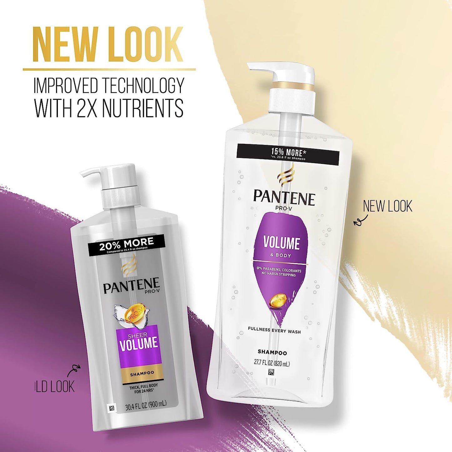 Pantene Shampoo, Conditioner and Hair Treatment Set, Volume & Body for Fine Hair, Safe for Color-Treated Hair
