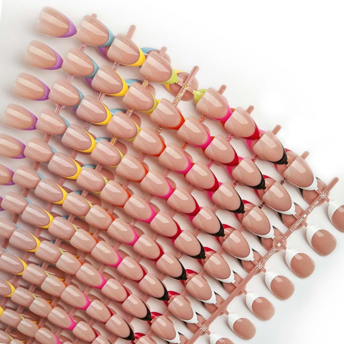 HPYFOI French Tip Press On Nails - 9 Colors, Short Almond, 216Pcs