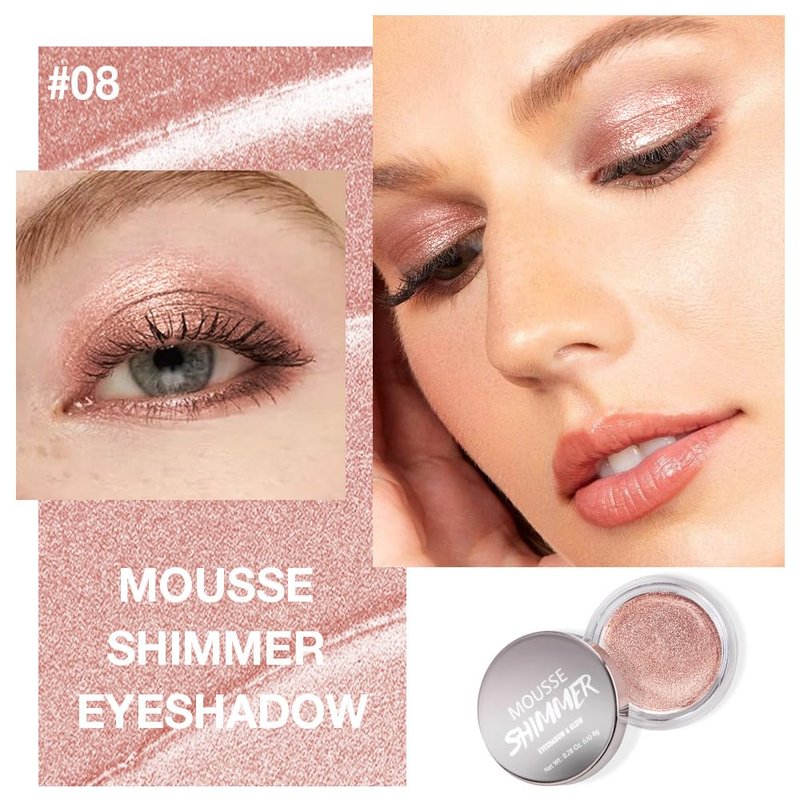 Champagne Glow Cream Shimmer Eyeshadow | Waterproof Beige Pearl Glitter for Natural & Soft Glam Makeup 8g