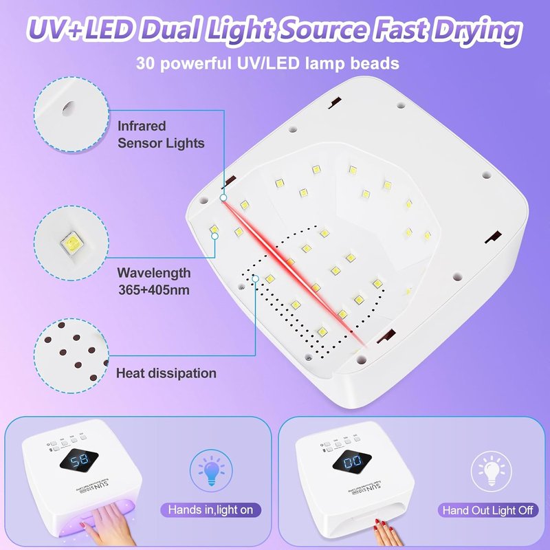 UV Nail Lamp - Cordless 86W Rechargeable Gel Nail Light with Auto Sensor & 3 Timer Settings | Professional Quick Dry for Home & Salon Use