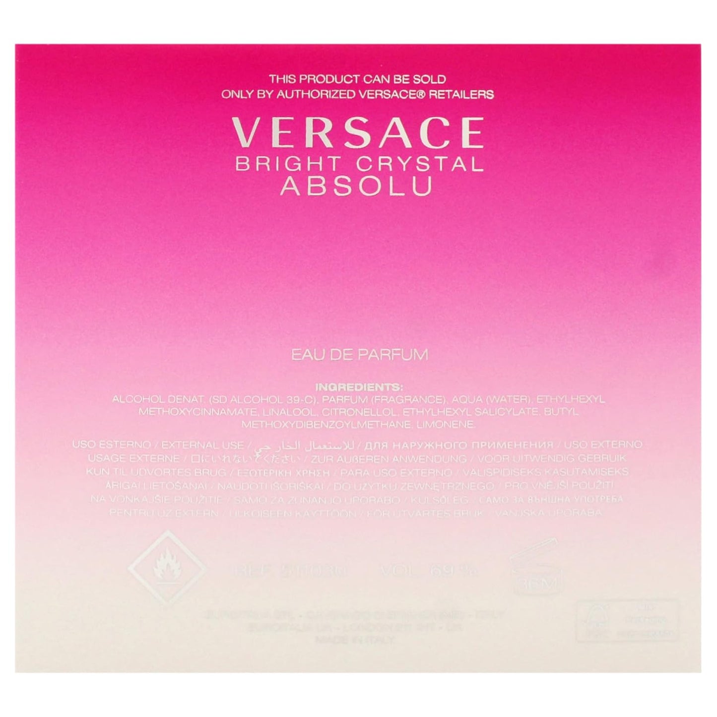 Versace Bright Crystal Absolu Eau de Parfum Spray for Women - 1.7 oz Luxury Fragrance