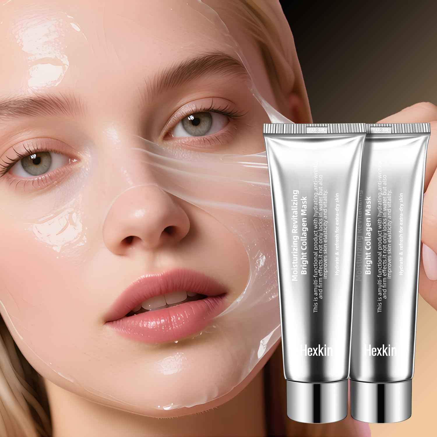 Hexkin Collagen Peel Off Facial Mask Wrapping Peel Off Face Mask Elasticity Hydration Care, Reduces Sagging Dullness For Glowing Skin Korean Skin Care, 2.82oz.