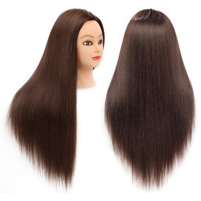 SOPHIRE 26"-28" Long Hair Mannequin Head with 80% Real Human Hair, Hairdresser Practice Training Head Cosmetology Manikin Doll Head with 9 Tools and Clamp - Golden, Makeup On