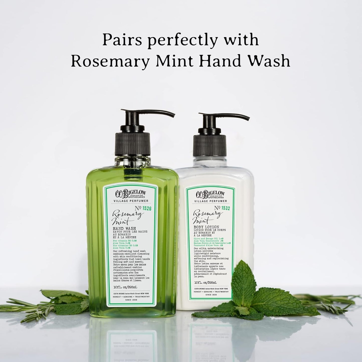 C.O. Bigelow Rosemary Mint Hand Care Gift Set - Hand Wash & Lotion | 10 Fl Oz, Moisturizing Duo