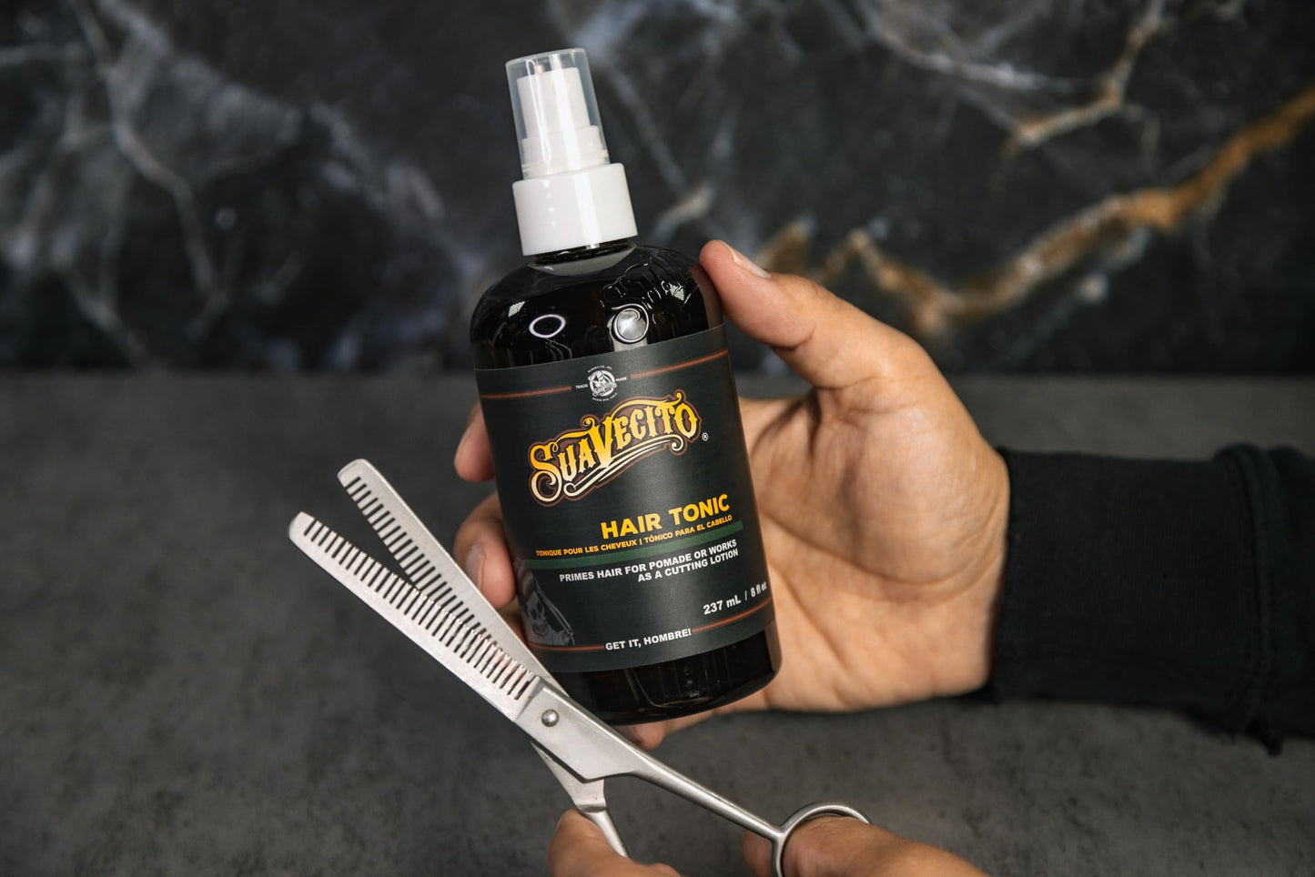 Suavecito Hair Tonic Spray 8 oz. Adds Refinement & Resilience To Hair - Combats Dryness, Buildup & Breakage - Nourishes Scalp - Alcohol Free, Paraben Free, Sulfate-Free - Rosemary, Witch Hazel
