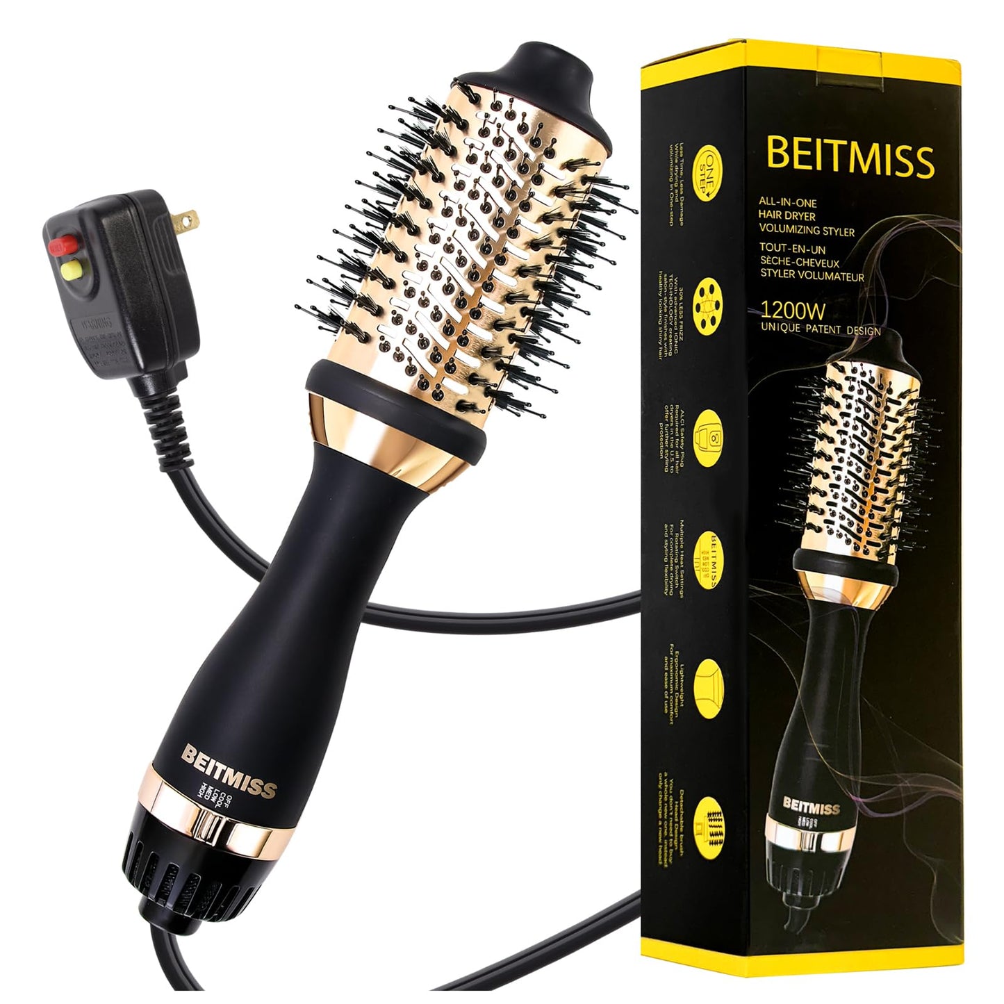 Blow Hair Dryer Brush: Detachable 4-in-1 with Ionic Technology, Brush-Blow-Dryer Oval Barrel with Ionic Technology Fluffy, Belowout-Hair-Volumizer