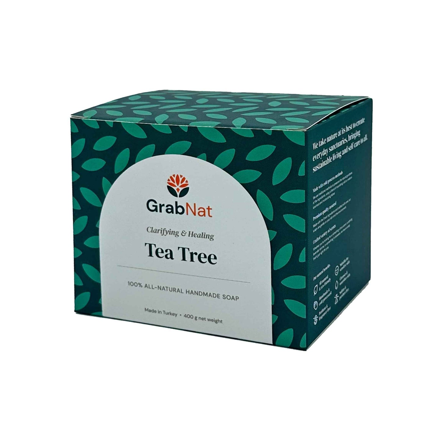 GrabNat 4-Pack Tea Tree Soap | Handmade, All-Natural, Cold-Processed | Made with Tea Tree Oil | For Face & Body, All Skin Types (4 x100grams / 4 x 3.5oz)