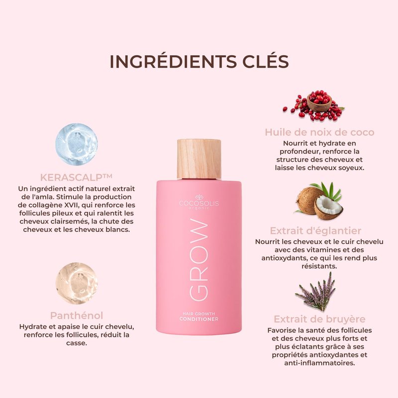COCOSOLIS GROW Conditioner | Deep Hydration & Strength for Thinning or Dry Hair | Vegan - 8 fl oz