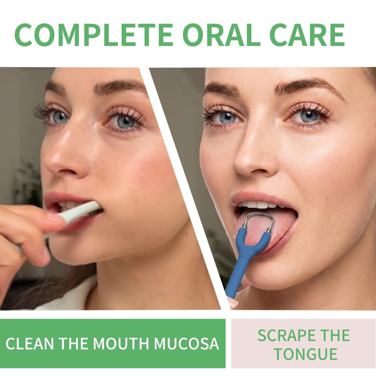 Tongueclear Effective Tongue Scraper and Oral Mucosal Cleaner Kit for Adults - Ergonomic Tongue Cleaner Promotes Fresher Breath, Oral Mucosal Cleaner package, Personal Care Essential (Blue)