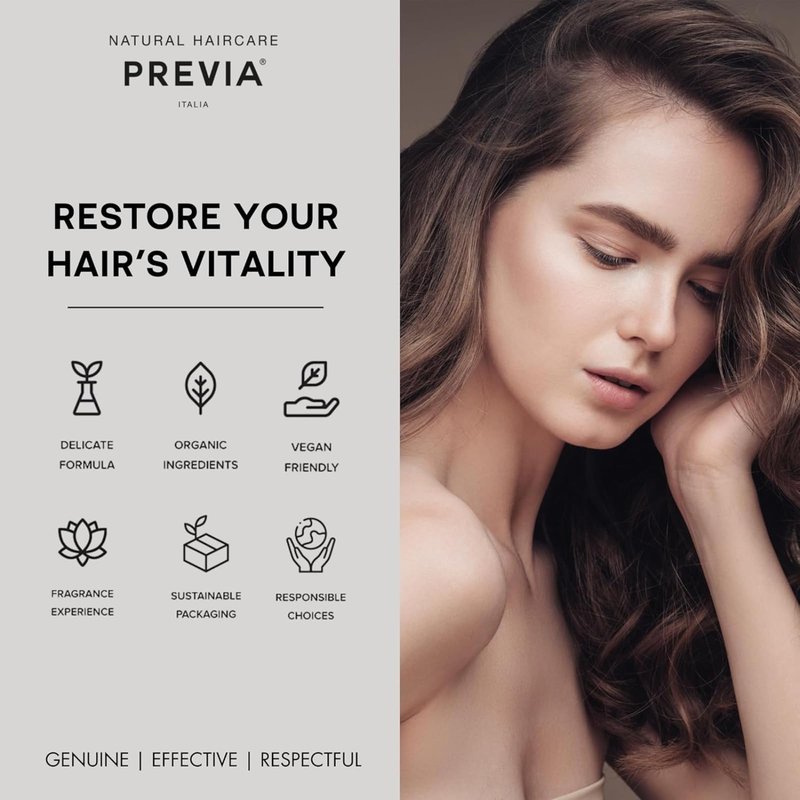 PREVIA Reconstruct Regenerating Shampoo | White Truffle & Organic Plant Extracts | Moisturizing Cleanser for Damaged, Brittle Hair | Vegan, Sulfate-Free, Eco Bio Formula | 11.5 oz