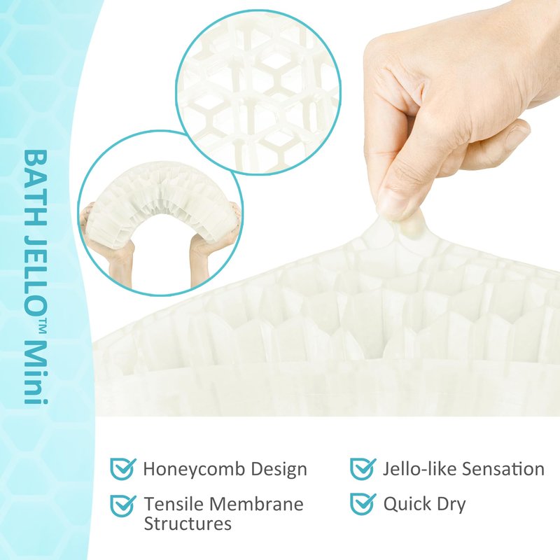 Sunlit Bath Jello Mini Gel Bath Pillows, Lumbar Pillow for Bathtub, Back Support Pillow, Gel Pillow with Non-Slip Suction Cups for Lumbar, Back Rest Support, Transparent White
