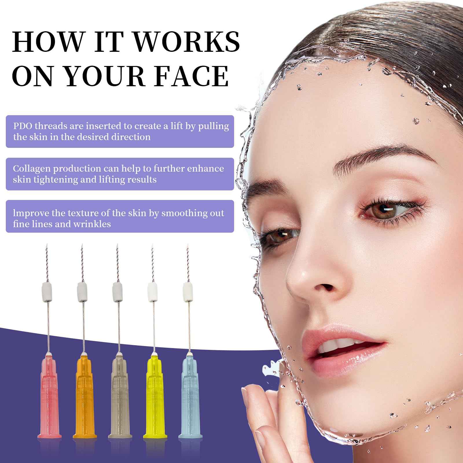 Pdo threads for face lift PDO Screw Threads 20PCS – Twisted Design for Cheeks & Jawline(s27g50mm)