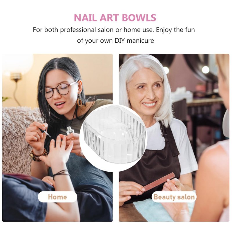 FRCOLOR Nail Soaking Bowl for Gel Polish Remover Proof Manicure Dish Soak off Bowl with Clear Acrylic Hand Tray for Home and Salon Use