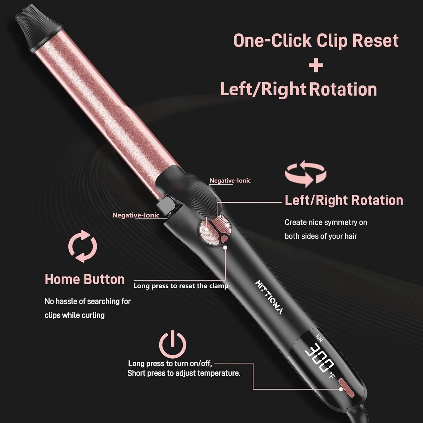 Automatic Curling Iron - 3-in-1 Interchangeable Curling Wand for Lasting Beach Waves | Adjustable Temp, Dual Voltage, Rose Gold
