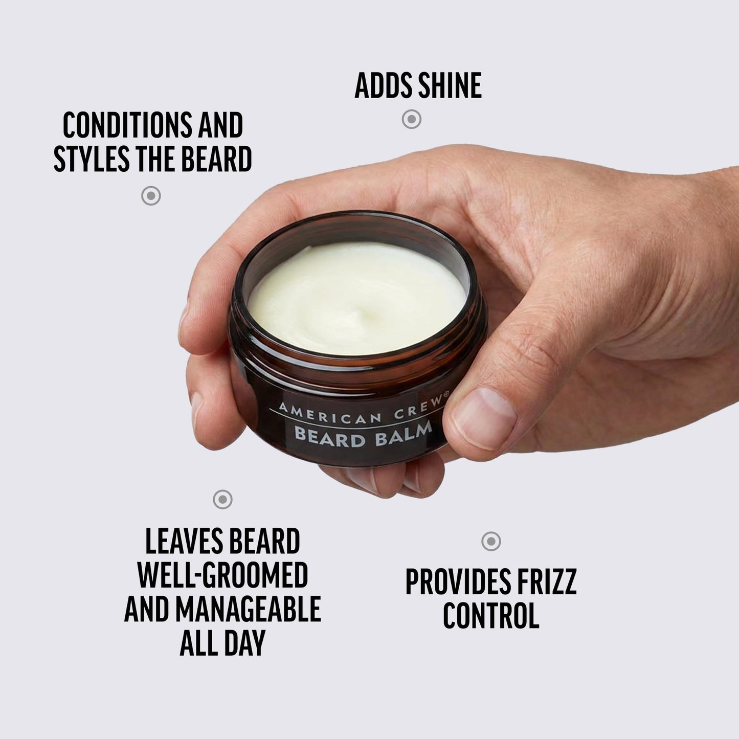 American Crew Men's Beard Balm, Conditioning & Softening Styler to Tame and Style, Sweet Almond Oil & Shea Butter, 2.3 Fl Oz