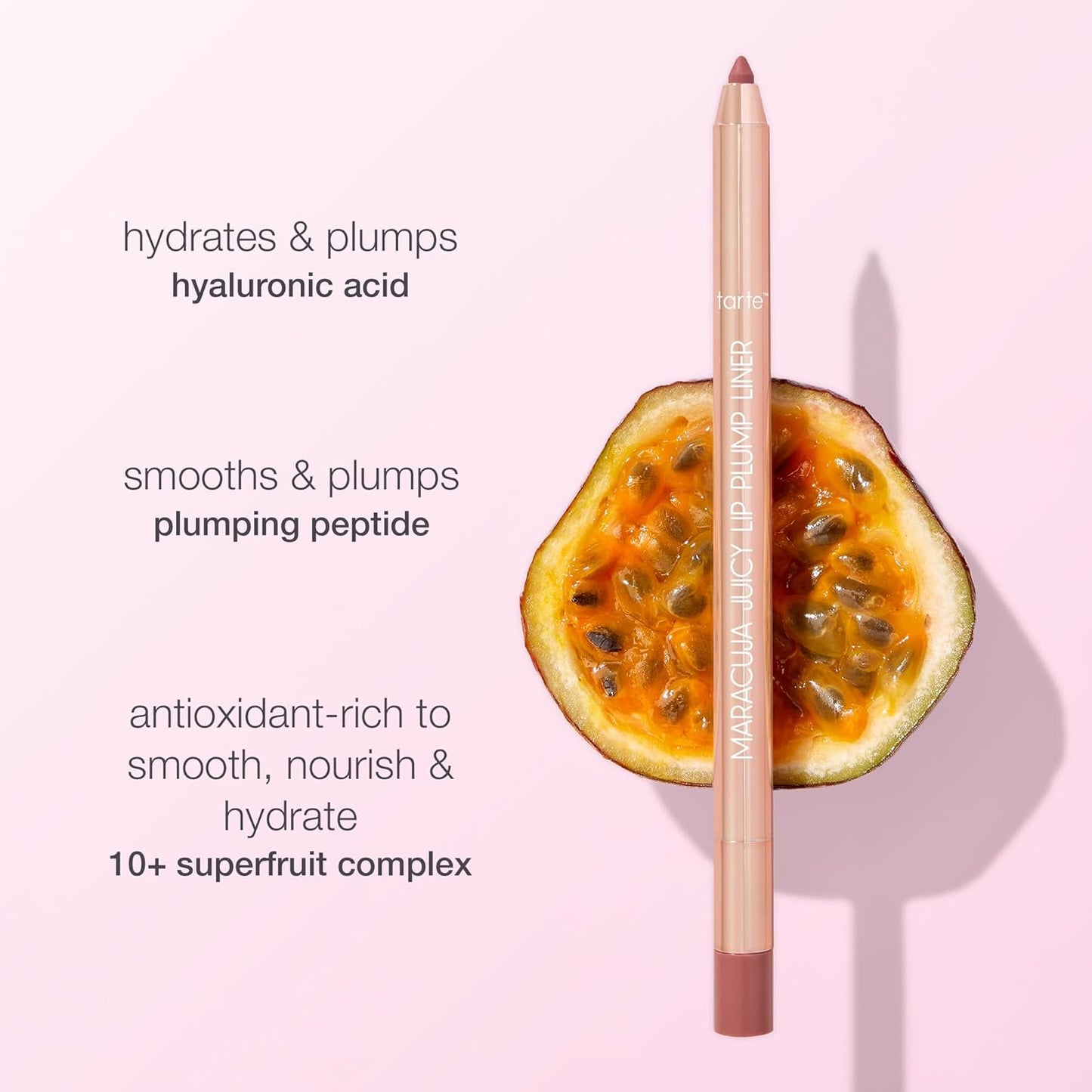 Tarte Maracuja Juicy Lip Plump Liner - Hydrating Plumping Lip Liner with Hyaluronic Acid | Full Size, Vegan & Cruelty-Free