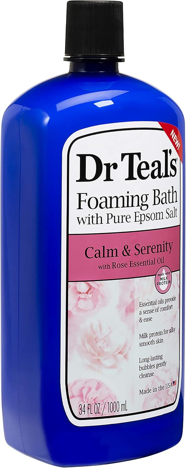 Dr. Teal's Epsom Salt Foaming Bath Gift Set - Stress Relief & Silky Skin | 3 Pack, 34 oz Each - Rose Essential Oils & Milk Protein