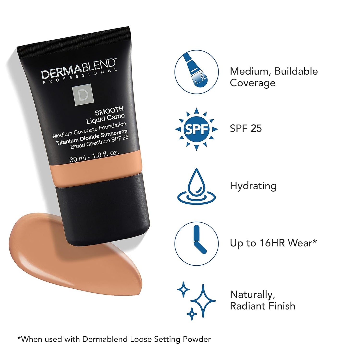 Dermablend Smooth Liquid Foundation - Long-Lasting Coverage for Flawless Skin | All Skin Types