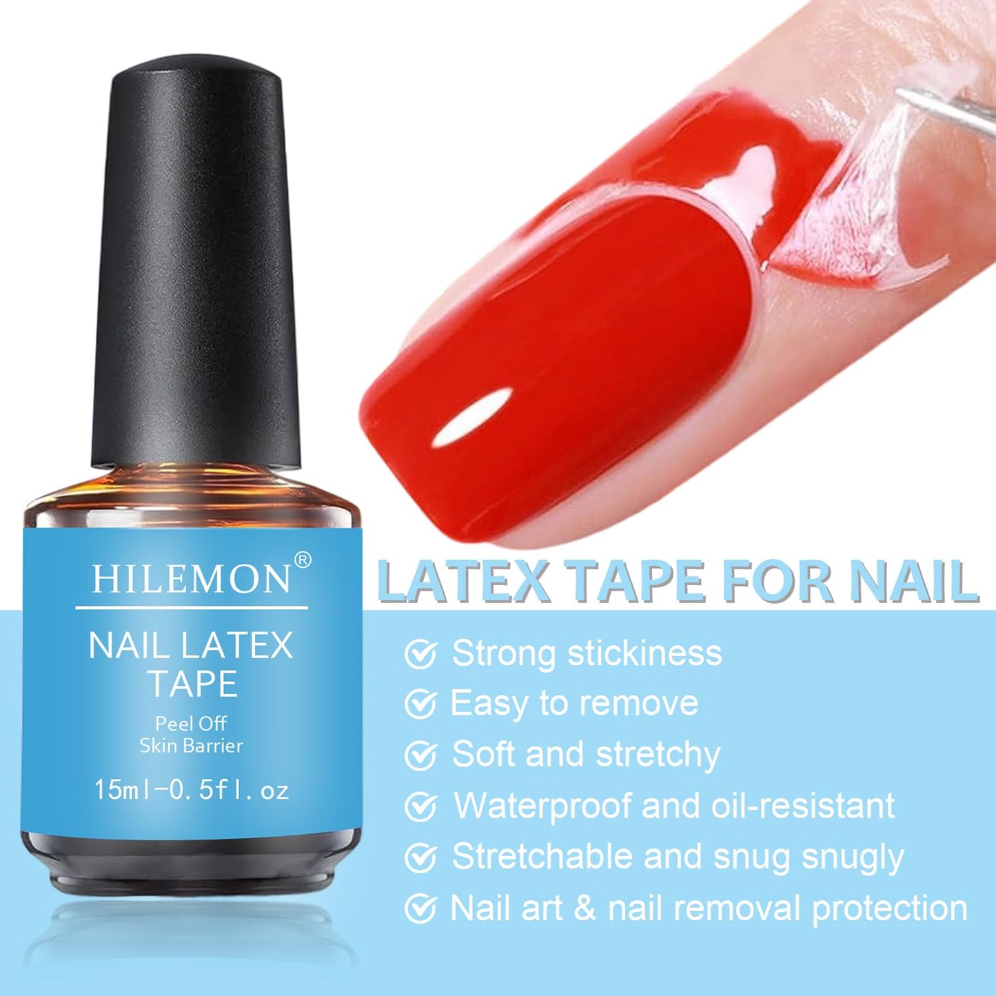 Quick Gel Nail Polish Remover Kit - Fast-Acting 15ml Formula | Includes Latex Tape, Mini Nail File & Cuticle Pusher