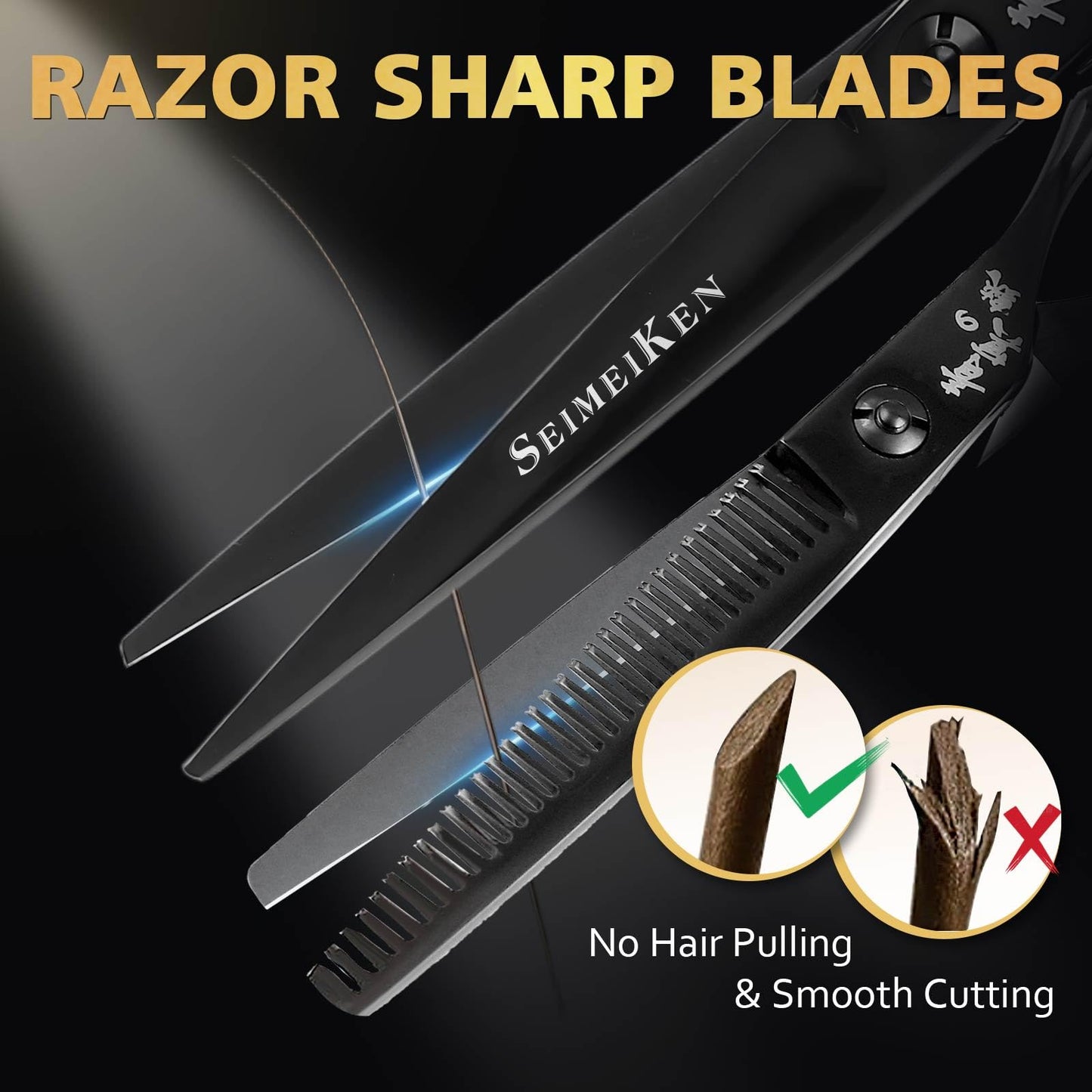 Professional Hair Scissors, 6" Japanese 440C Hair Cutting & Thinning Shears