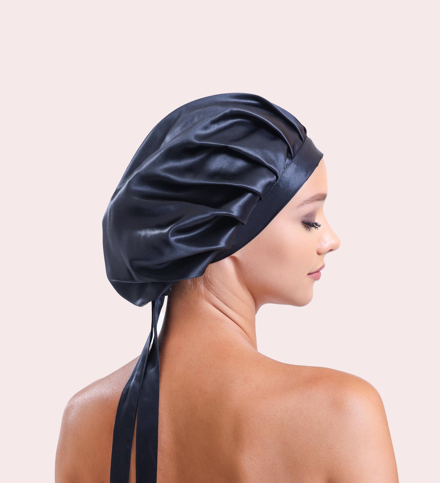 Venera 100% Pure 22 Momme Mulberry Silk Hair Bonnet - Silk Cap for Sleeping with Adjustable Ribbons - Pink