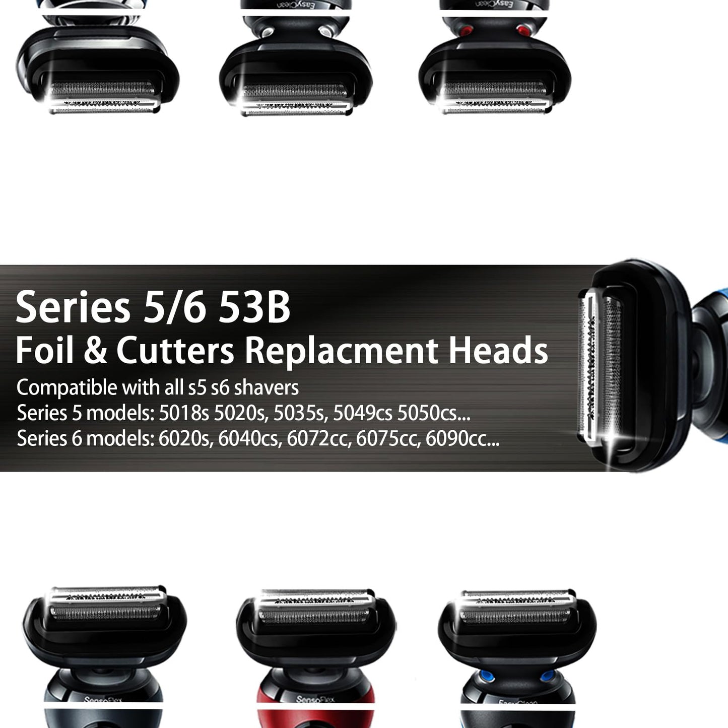 2Pcs 53B Series 5/6 Foil & Cutter Replacement Heads for S5 S6(New Gens) 5018s, 5020s, 5035s, 5050cs 5762 6020s, 6040cs, 6072cc, 6075cc...