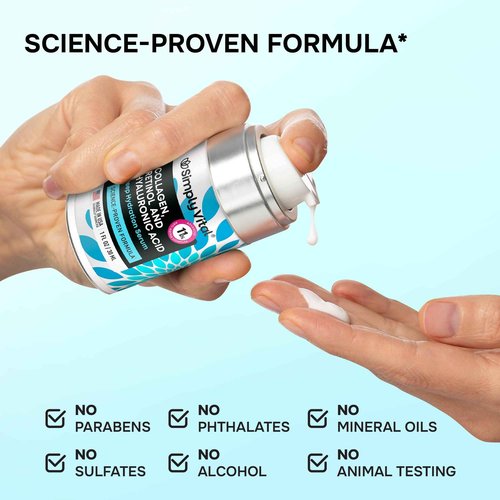 SimplyVital Collagen, Retinol & Hyaluronic Acid Serum - Anti-Aging Moisturizer for Face, Neck & Décolleté - Made in USA, Deep Moisturizing Skin Care Complex - Hydrating Facial Serum for Women, 1 fl.oz