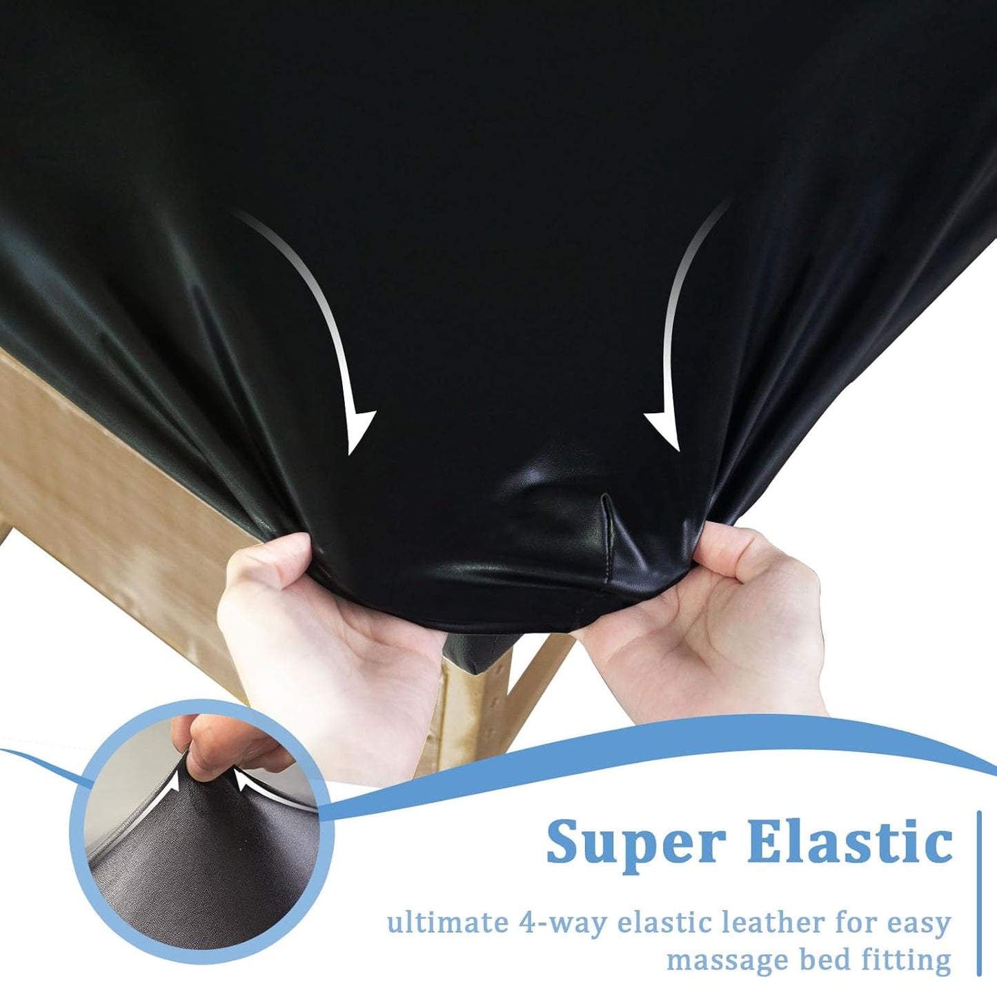 Leather Massage Table Cover - Wipeable Fitted Protector for Spa & Massage Beds | Fits 28-32" Wide - Black