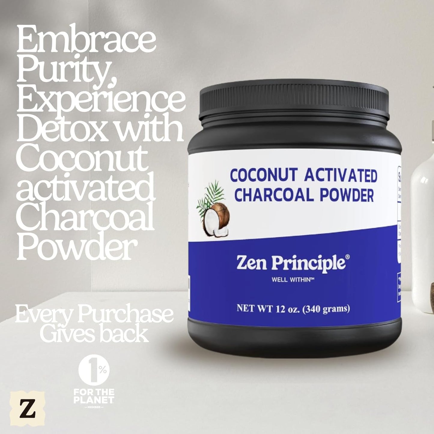 Coconut Activated Charcoal Powder - Teeth Whitening, Skin Rejuvenation & Digestive Support | 12 Oz
