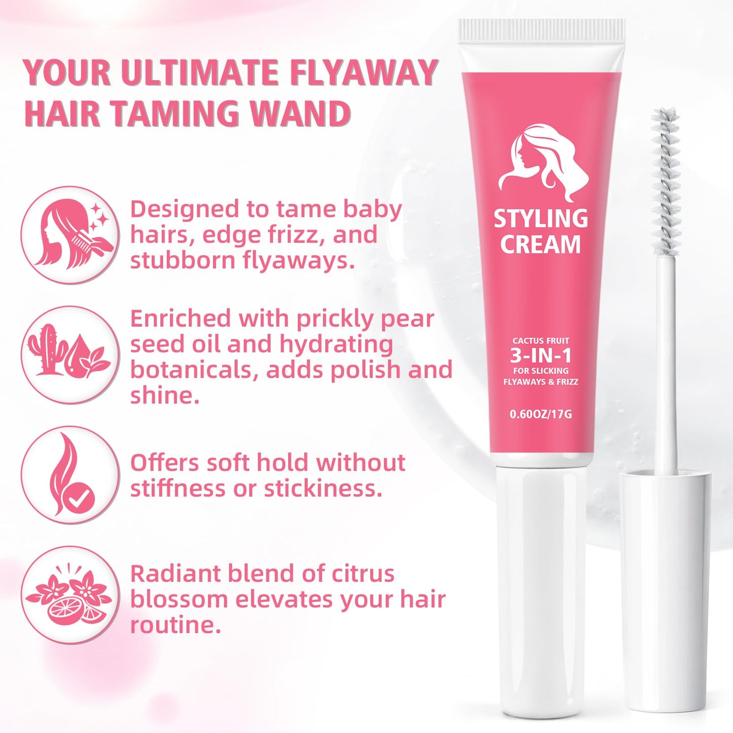 Lubynia Fly Away Stick for Hair, Hair Mascara for Flyaways, Wax Stick for Hair, Lightweight Anti Frizz Slick Back Hair Styling Wax Stick, Taming Wand Gel for Smoothing Women Girls, Mothers day Gifts