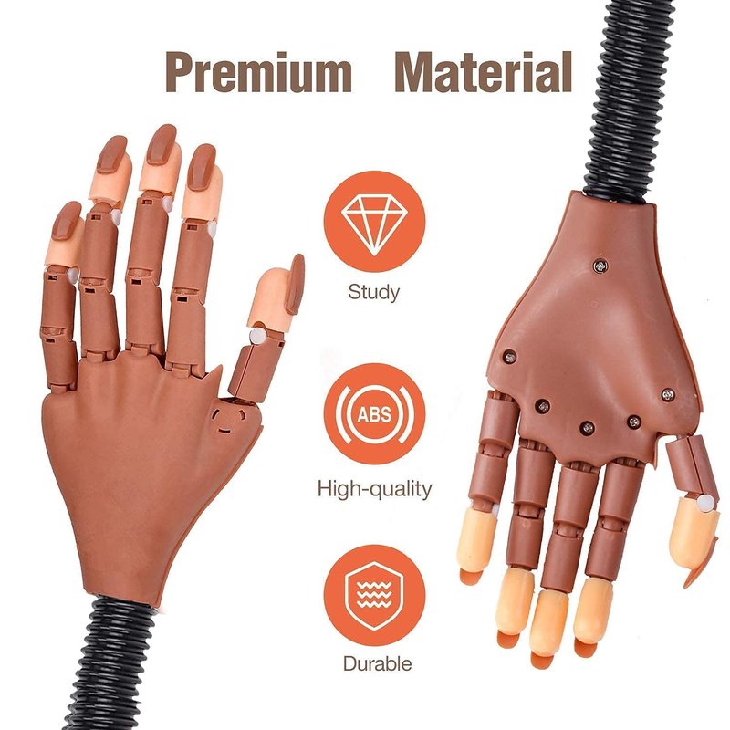 Nail Practice Hand for Acrylic Nails-Flexible Nail Training Hand Kits, Fake Mannequin Hands with False Nail Tips, Nail Files and Clipper for Nail Art Beginner